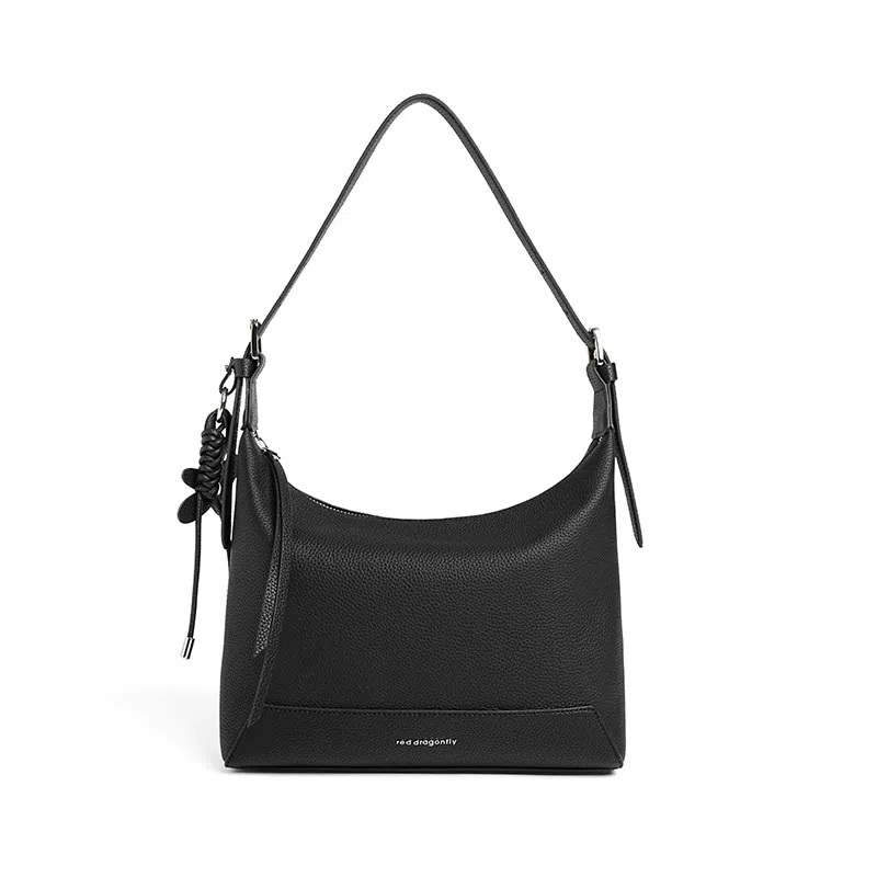 红蜻蜓 经典质感百搭 牛皮 饺子包单肩包 中号 女款 多色