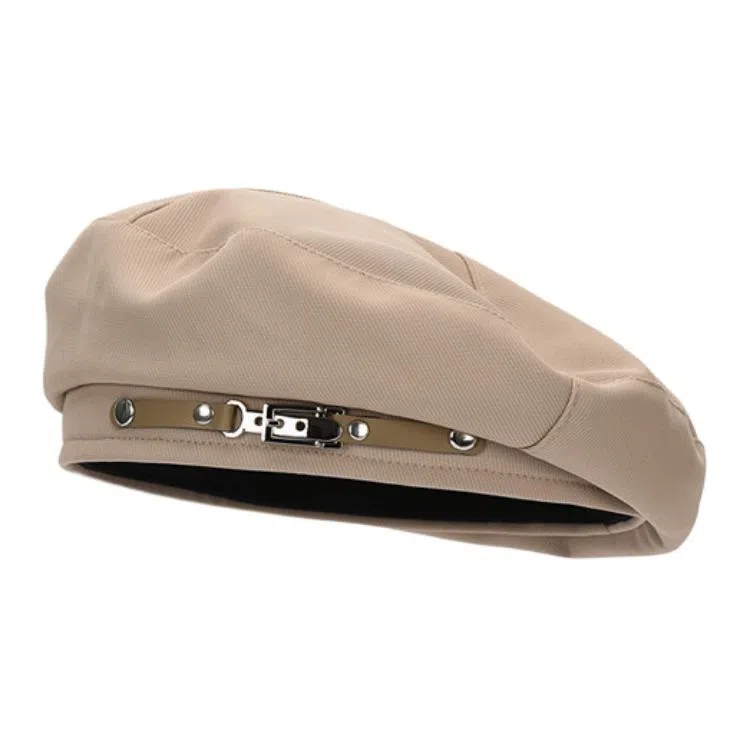 祎步康 日系皮带金属扣小众网红复古平顶百搭显脸小英伦画家帽 腈纶 贝雷帽 女款