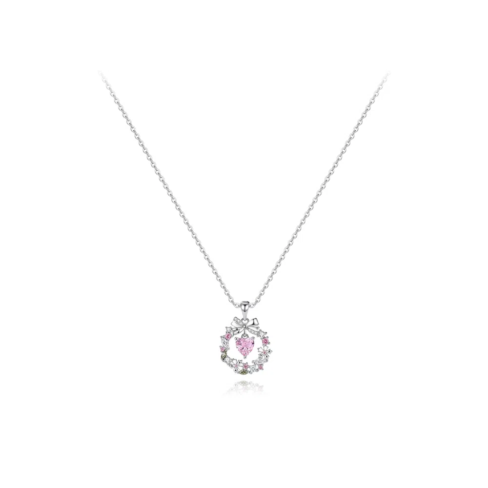 【S925银】 六桂福珠宝 爱心 小众设计简约经典百搭精致学生日常高级感轻奢平安通勤温柔气质约会可调节 锆石 项链 女款