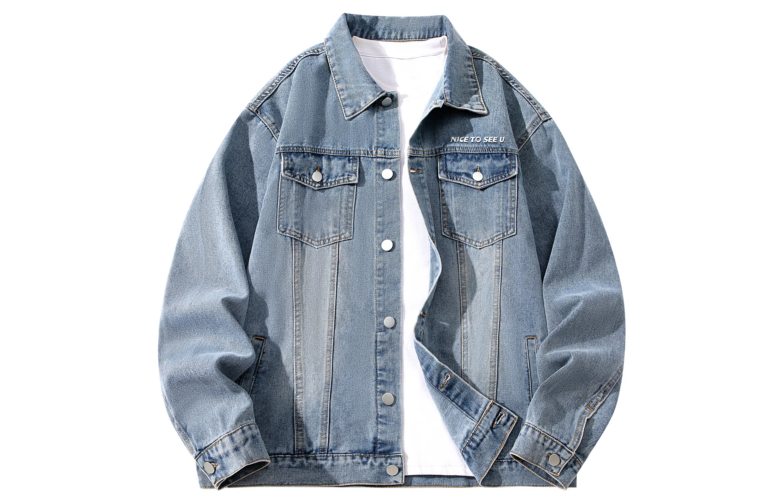 王者荣耀 美式刺绣复古随性重工出街穿搭基础百搭户外休闲宽松廓形高街牛仔外套 男女同款