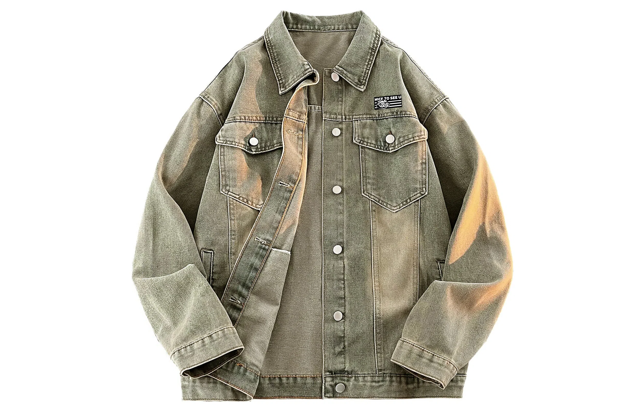 王者荣耀 美式复古水洗字母口袋个性简约嘻哈出街基础百搭户外休闲高街青少年牛仔外套 男女同款