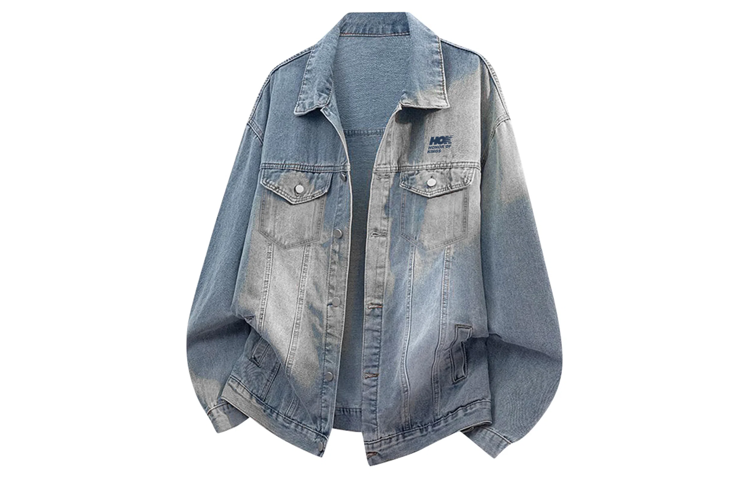 王者荣耀 美式水洗随性重工出街穿搭基础百搭户外休闲宽松廓形高街牛仔外套 男女同款