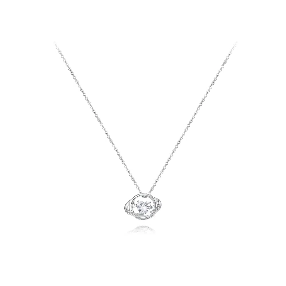 【纯银999 | 星月系列】 六桂福珠宝 经典百搭小众设计极简轻奢高级感学生日常精致简约通勤约会温柔气质可调节锁骨链 足银 项链 女款