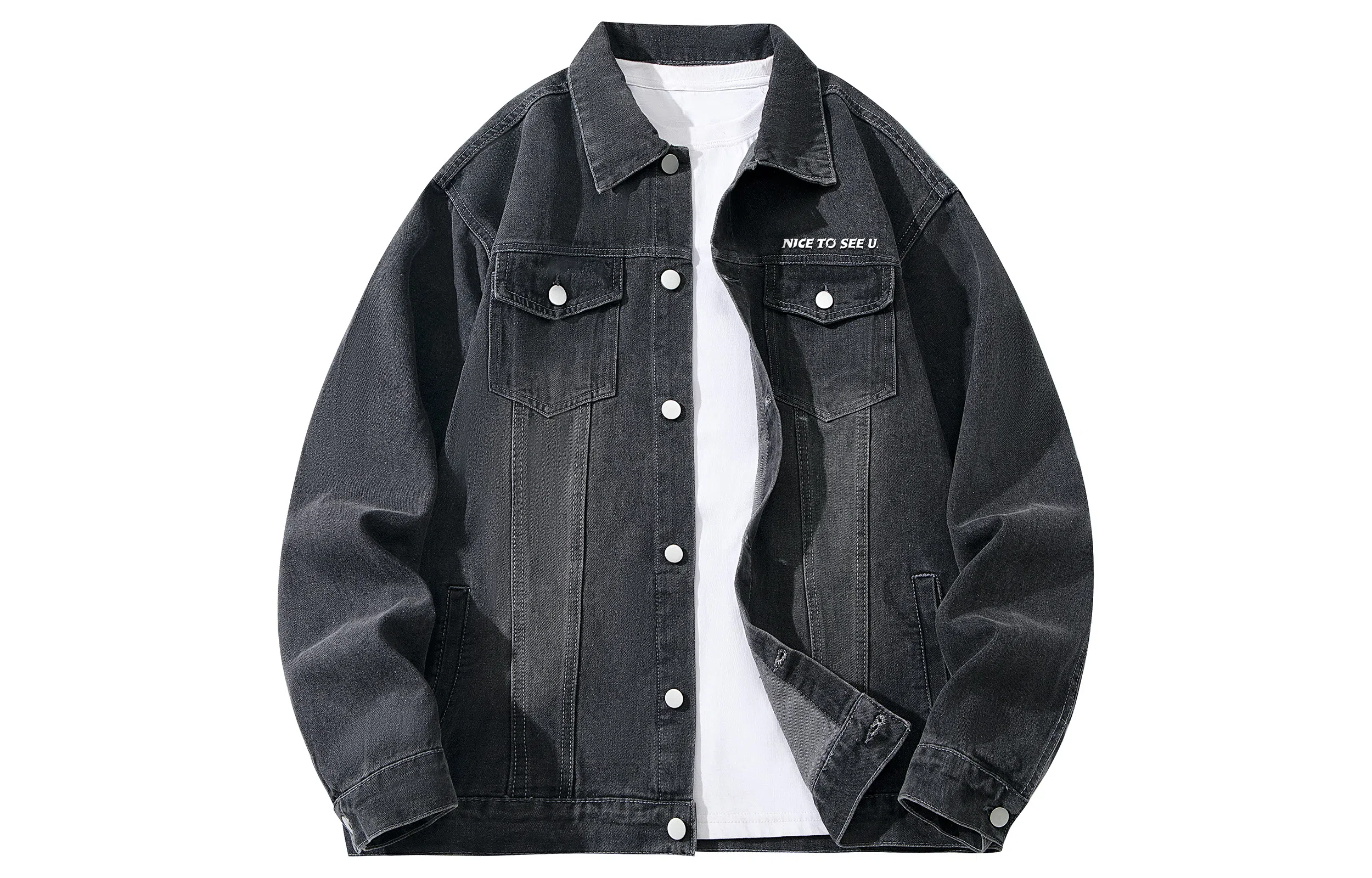 王者荣耀 美式刺绣复古随性重工出街穿搭基础百搭户外休闲宽松廓形高街牛仔外套 男女同款