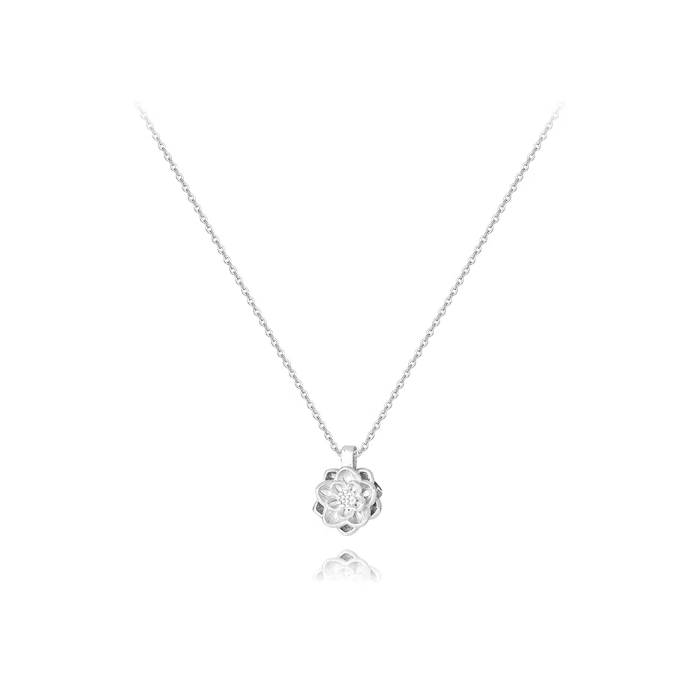 【纯银999 | 莲花】 六桂福珠宝 经典百搭小众设计极简轻奢约会高级感学生日常精致简约通勤温柔气质可调节锁骨链#好运 足银 项链 女款