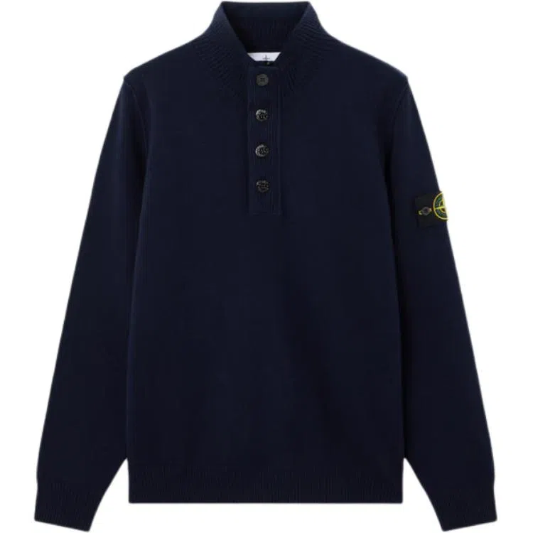 Stone Island Badge Button Turtleneck Sweater