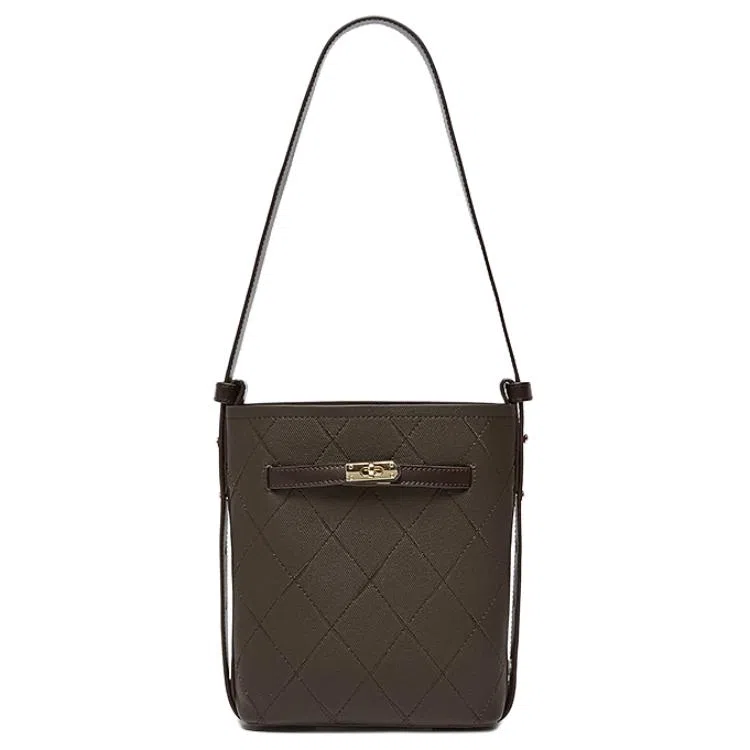 百思图 简约时尚轻便实用经典设计百搭款式 皮革 单肩包 中号 女款 多色