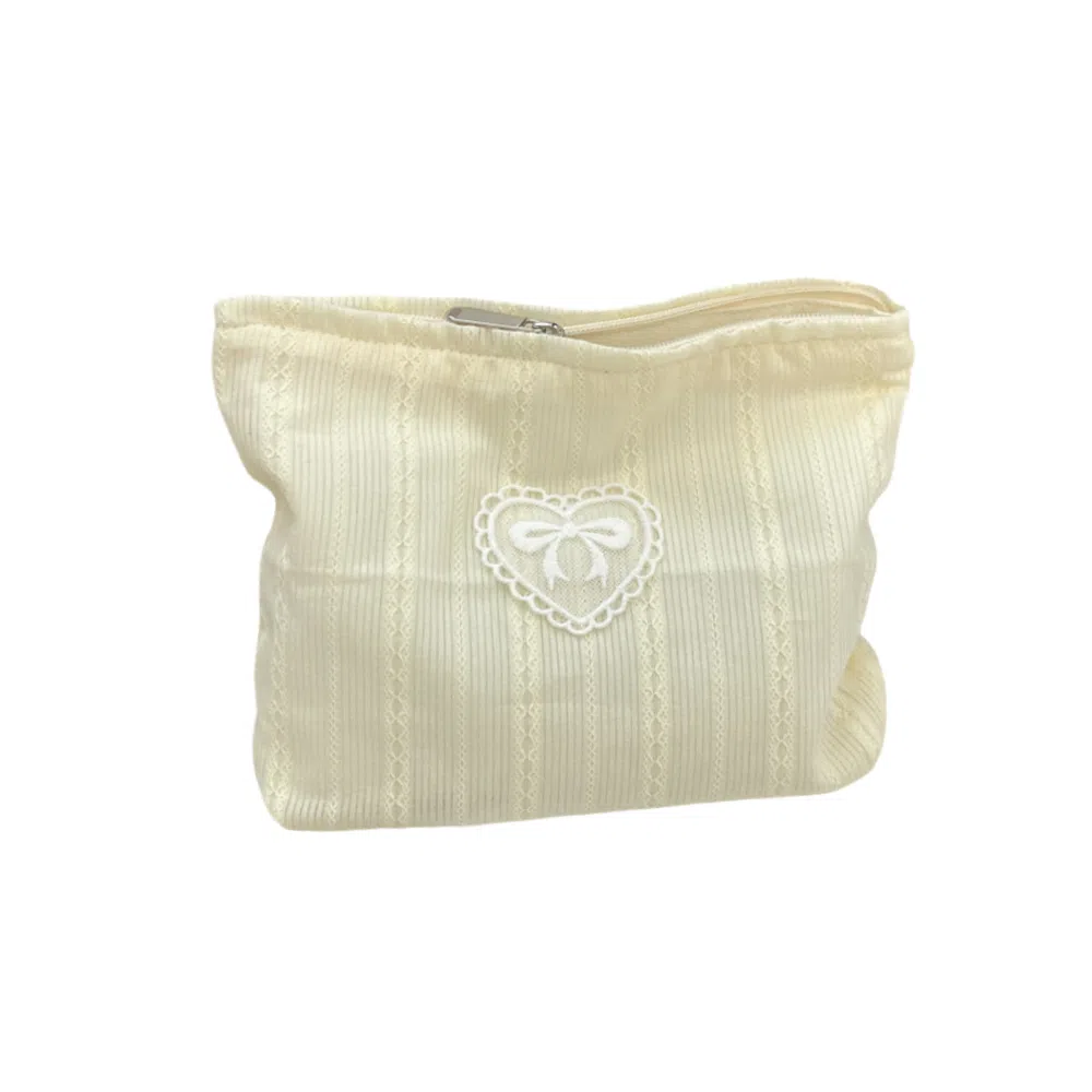 馨枕居清新配色蝴蝶结化妆包大容量收纳袋护肤品整理袋逛街手拿包化妆包 便携收纳防尘