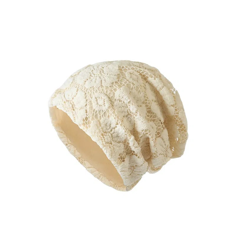 氧气樱桃 镂空花朵针织简约防寒双层针织花朵包头帽 棉 帽子 男女同款情侣款