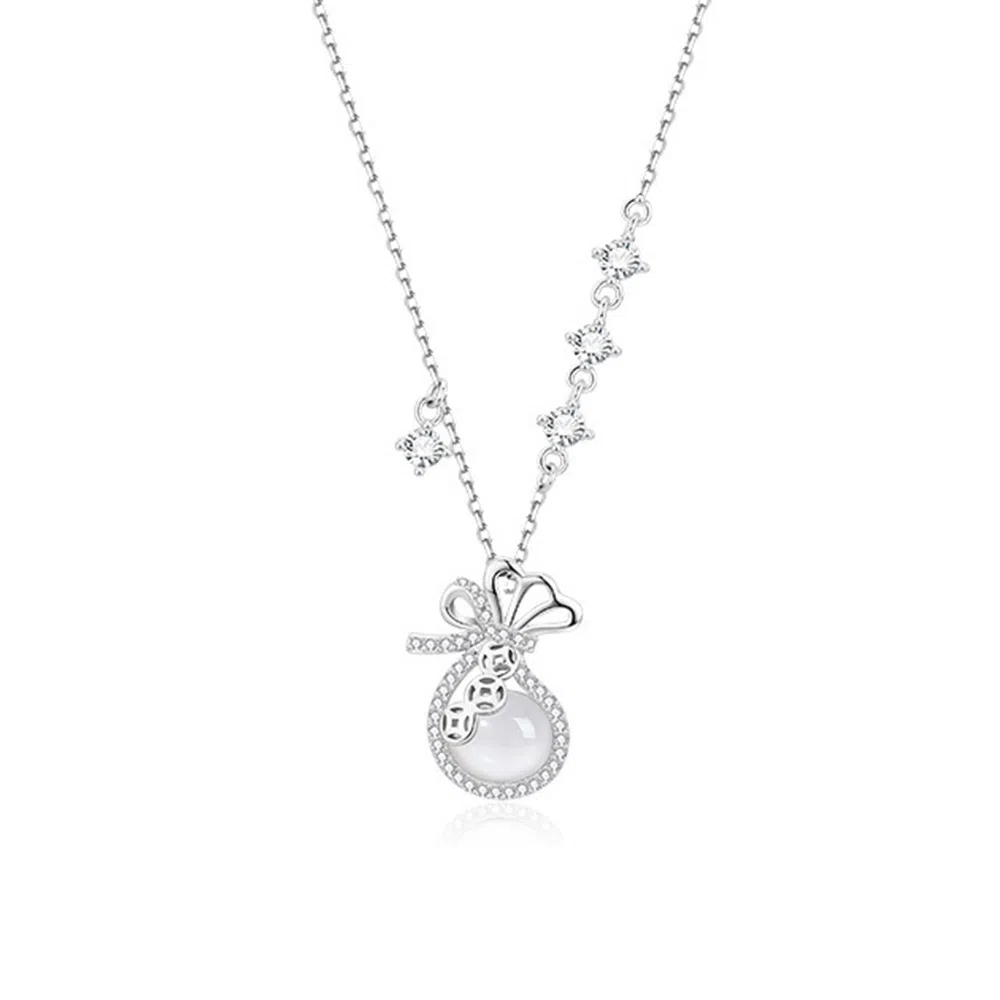 【精选S925纯银】 七七银饰 招财运转福袋吊坠锁骨链 新中式复古国潮财运 小众高颜值设计轻奢高级大气氛围感 通勤百搭约会 玉髓 项链 女款