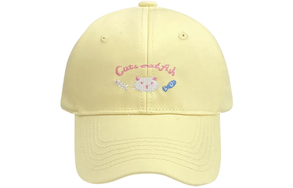 优幽兰 潮流休闲可爱小猫学生大头围宽檐显脸小防紫外线遮阳帽韩版百搭帽子甜美可爱 棉 鸭舌帽 女款