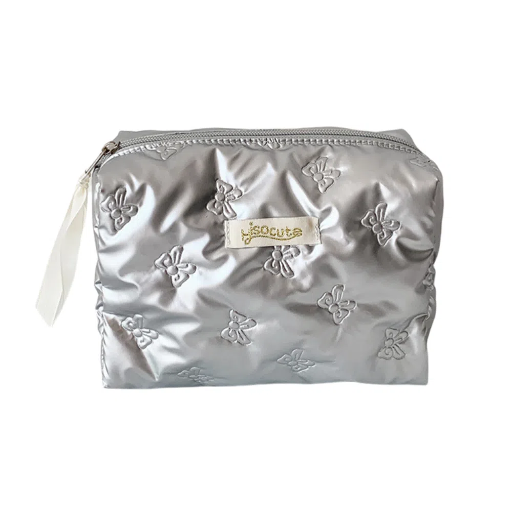 馨枕居韩版高颜值蝴蝶化妆包简约纯色超声波压花护肤品收纳包旅行洗漱包化妆包 便携收纳防尘