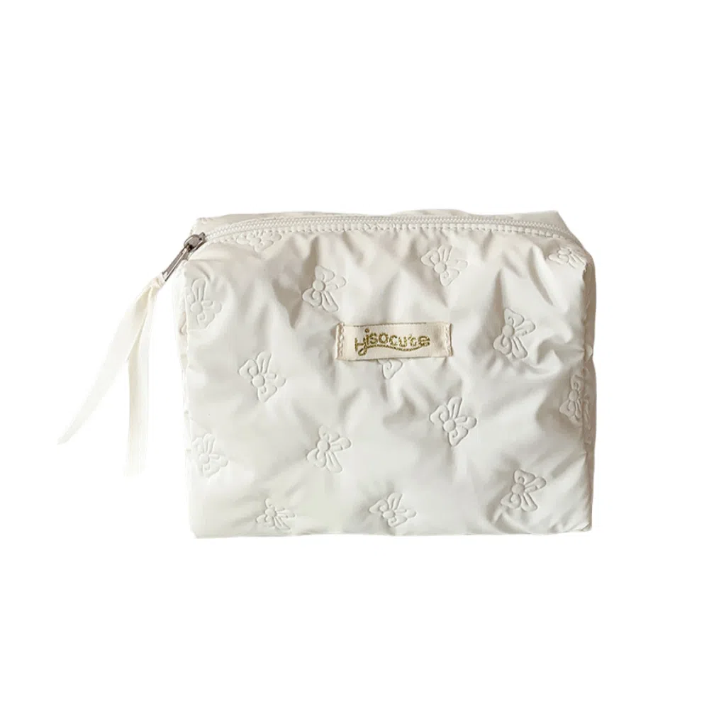 馨枕居韩版高颜值蝴蝶化妆包简约纯色超声波压花护肤品收纳包旅行洗漱包化妆包 便携收纳防尘