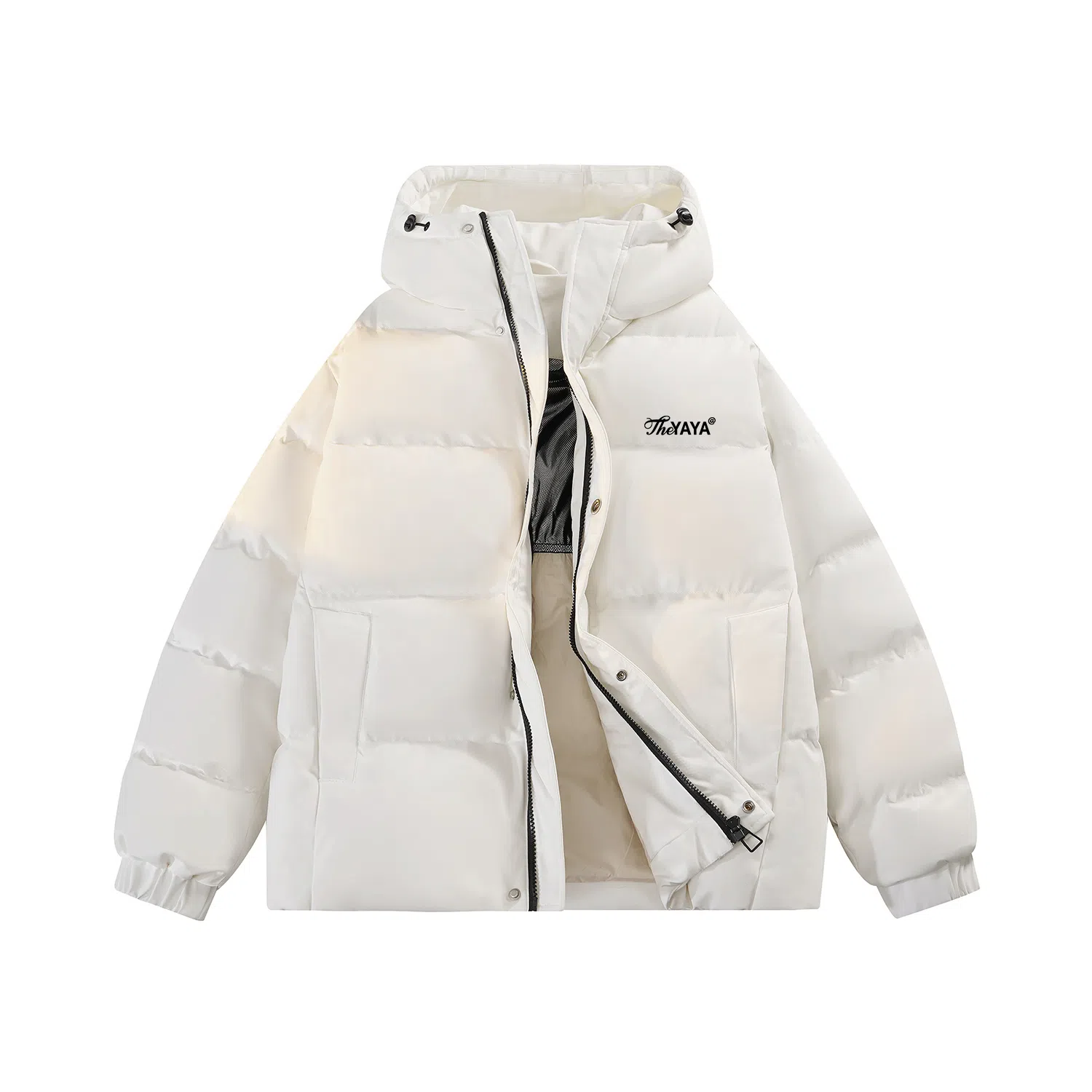 鸭鸭 百搭纯色户外蓬松保暖抗寒加厚耐磨防风锁温舒适亲肤简约连帽拉链长袖面包服羽绒服 男女同款