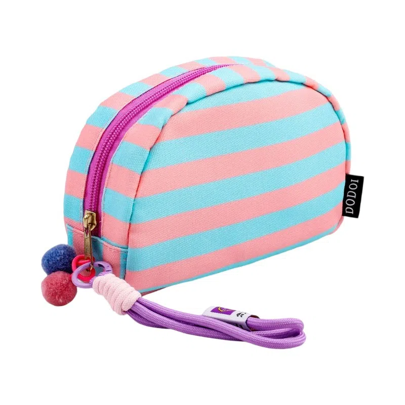 馨枕居高颜值条纹便携洗漱包旅游化妆包手提大容量收纳包刺绣贝壳包化妆包 便携收纳防尘