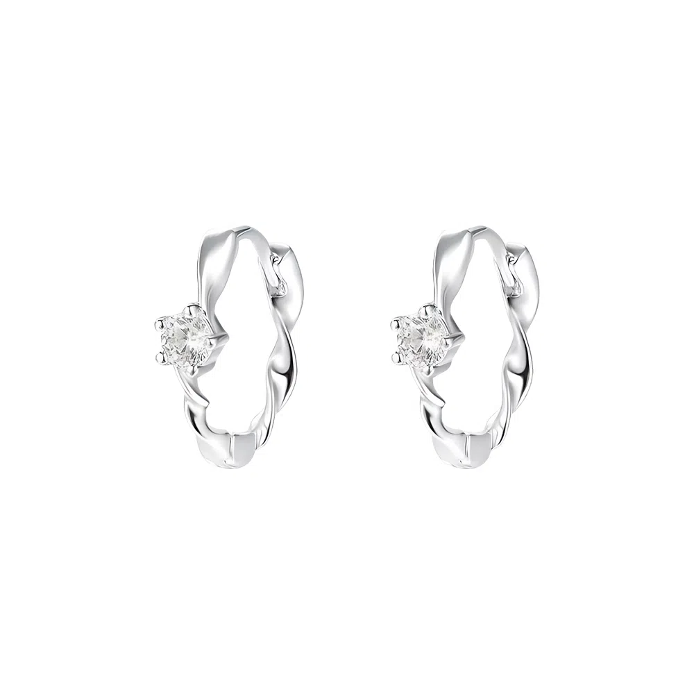 饰伴 莫比乌斯环时尚个性小众设计感麻花气质 合金 锆石 耳环 女款