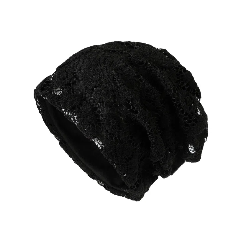 氧气樱桃 镂空花朵针织简约防寒双层针织花朵包头帽 棉 帽子 男女同款情侣款