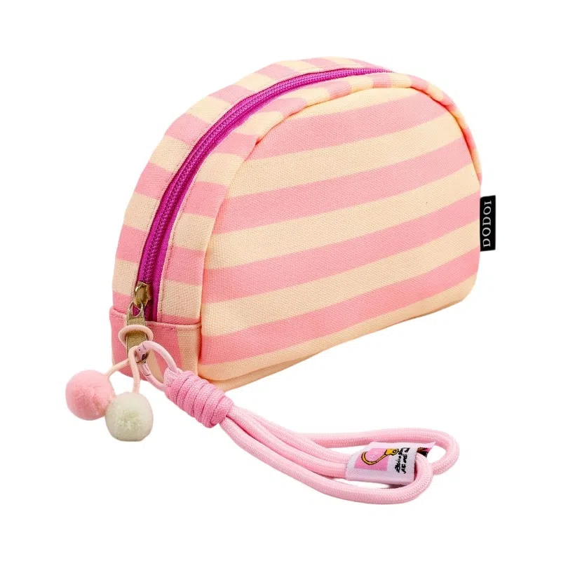 馨枕居高颜值条纹便携洗漱包旅游化妆包手提大容量收纳包刺绣贝壳包化妆包 便携收纳防尘