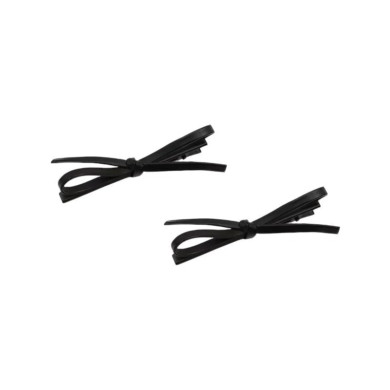 蒙妮 韩系时尚甜酷风公主头蝴蝶结鸭嘴夹#好运 皮质 发夹 女款