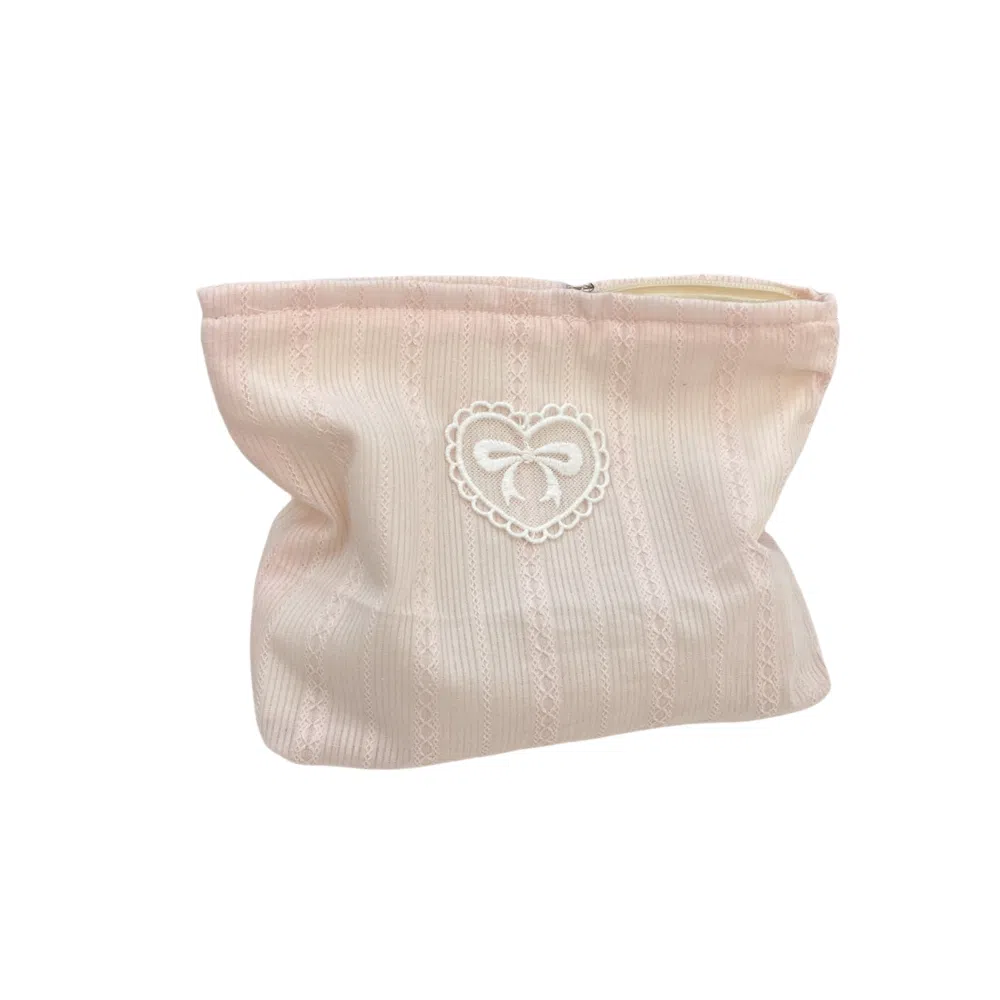 馨枕居清新配色蝴蝶结化妆包大容量收纳袋护肤品整理袋逛街手拿包化妆包 便携收纳防尘