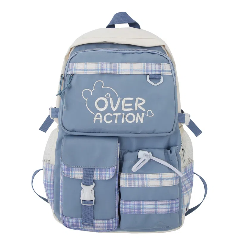 醇龙 撞色格子设计时尚百搭简约轻便通勤大容量 尼龙 双肩包 常规 男女同款情侣款 多色