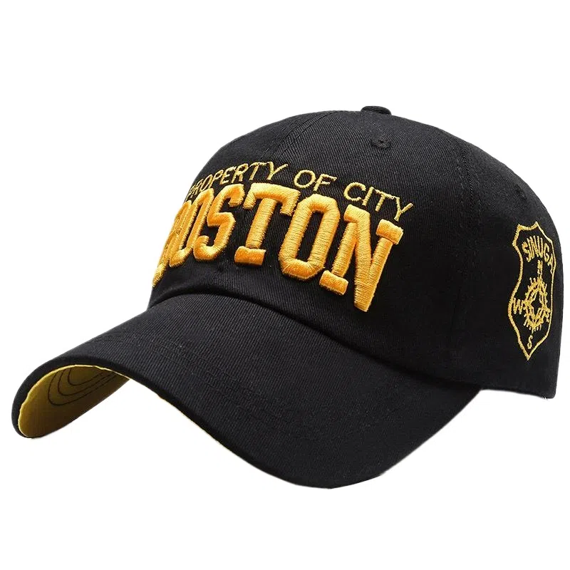 春夏透气吸湿排汗韩系牛仔个性破洞侧字母刺绣显脸小软顶弯檐遮阳防晒帽 棉 鸭舌帽 男女同款情侣款