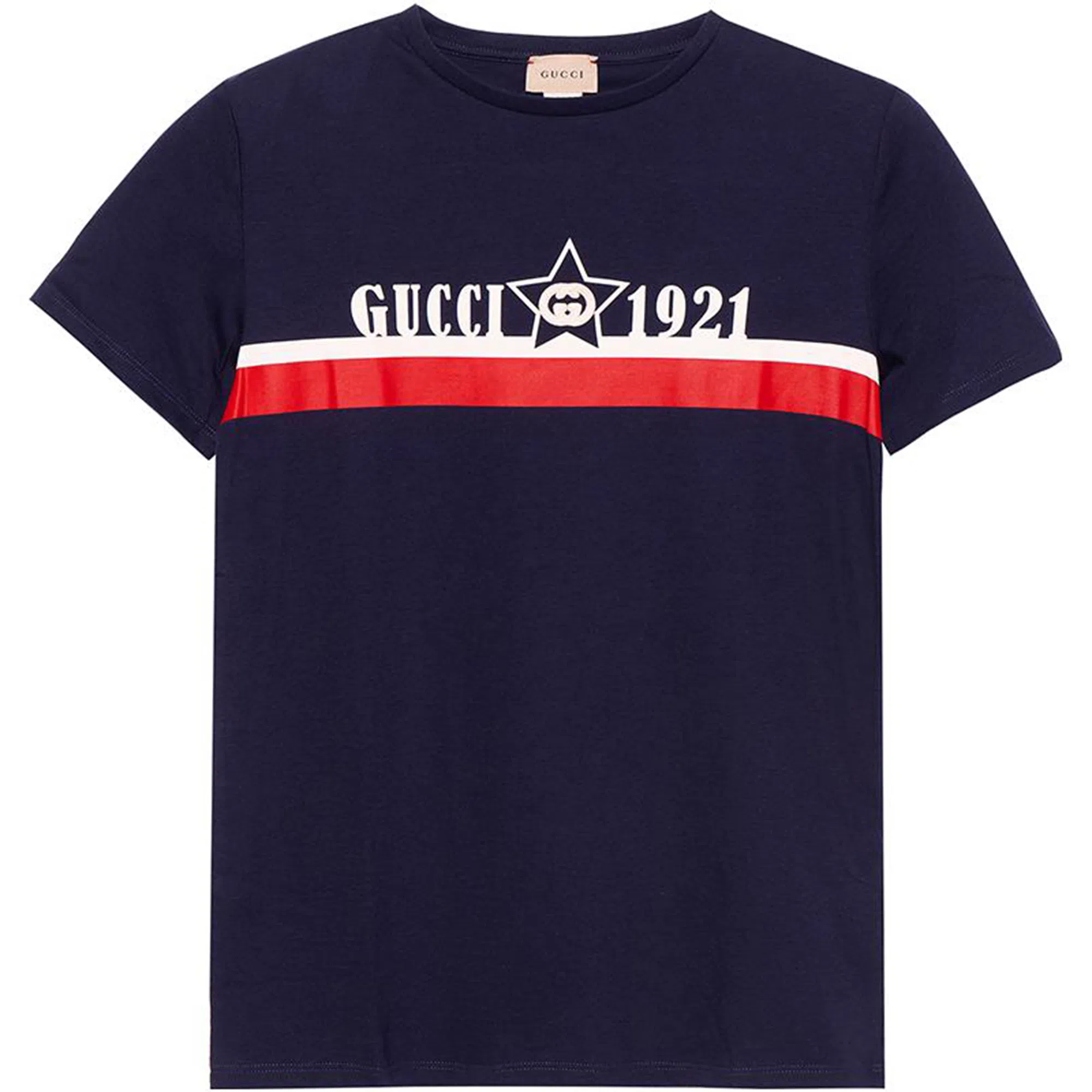 GUCCI Kids FW22 Striped Logo T-Shirt Blue