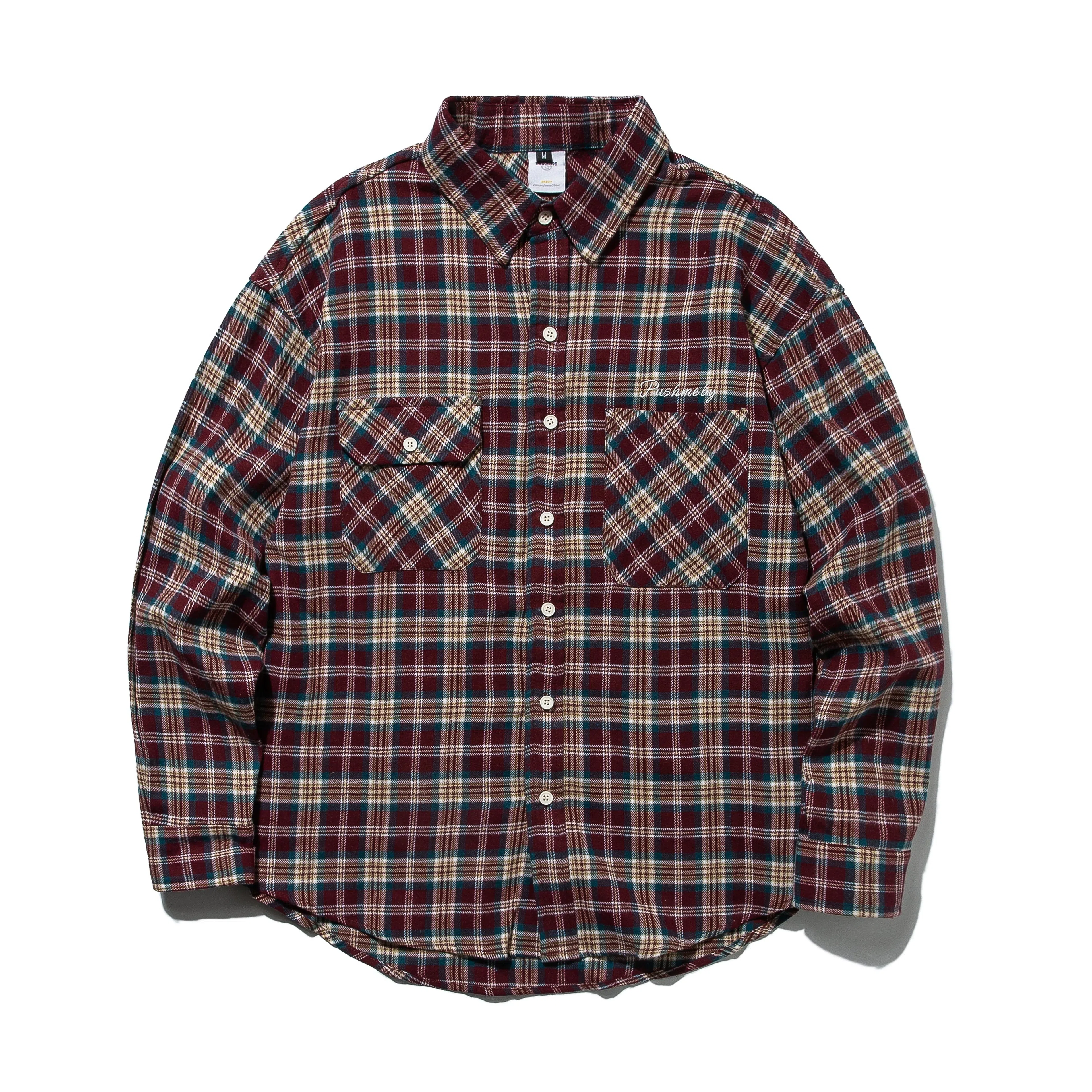 【dme】 美式复古重磅通勤宽松撞色格子慵懒衬衫 男女同款