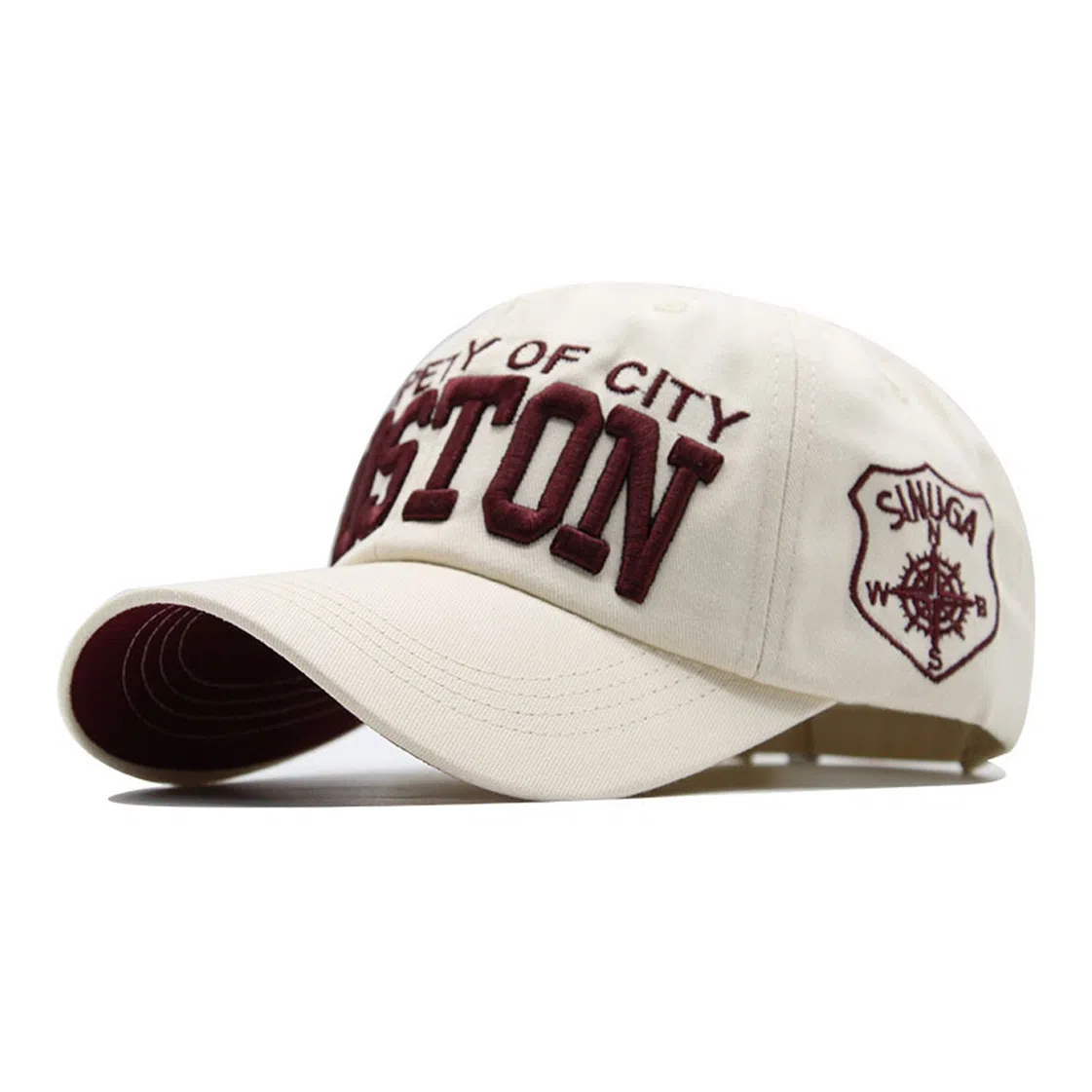 春夏透气吸湿排汗韩系牛仔个性破洞侧字母刺绣显脸小软顶弯檐遮阳防晒帽 棉 鸭舌帽 男女同款情侣款