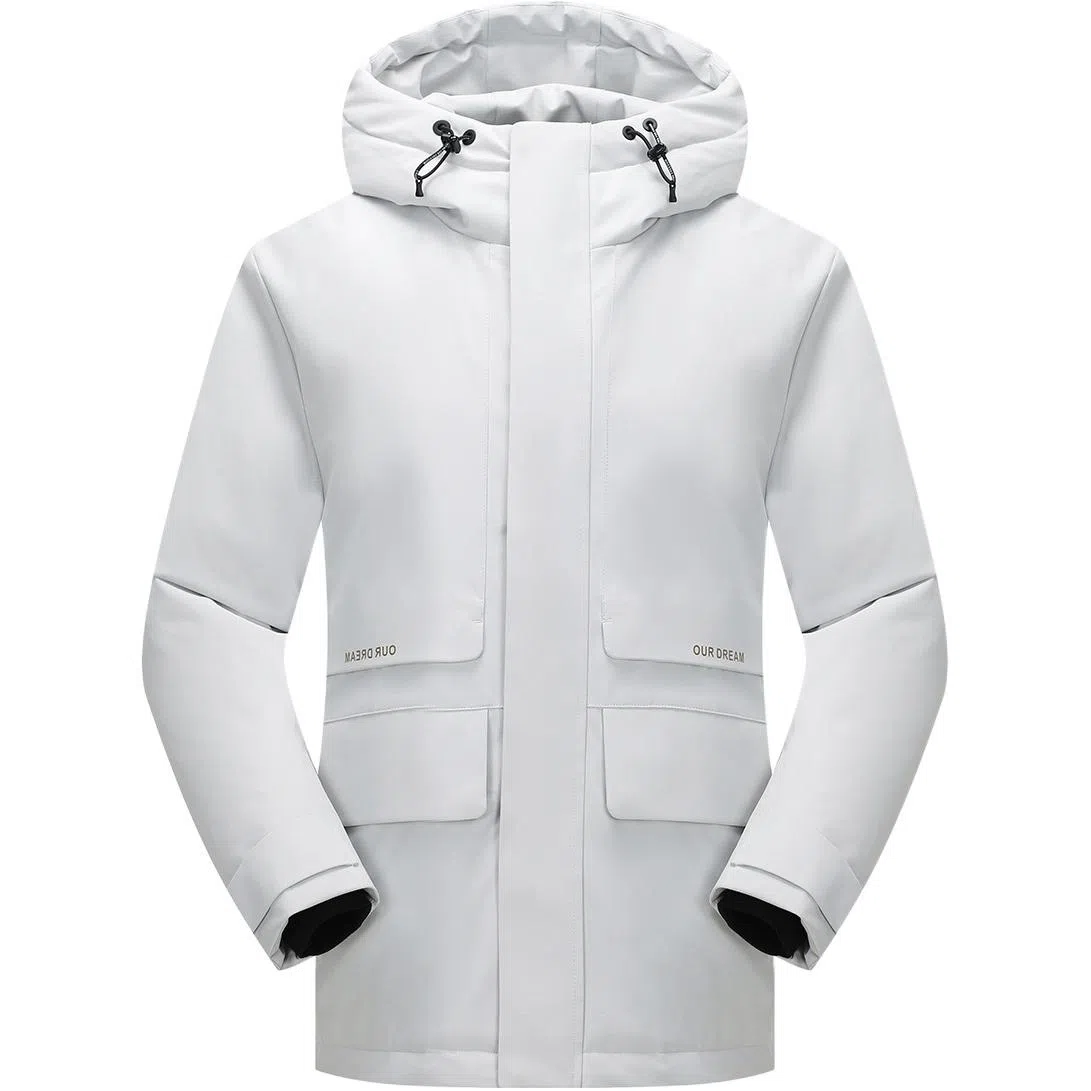 鸭鸭 纯色连帽加厚大口袋羽绒服 男款