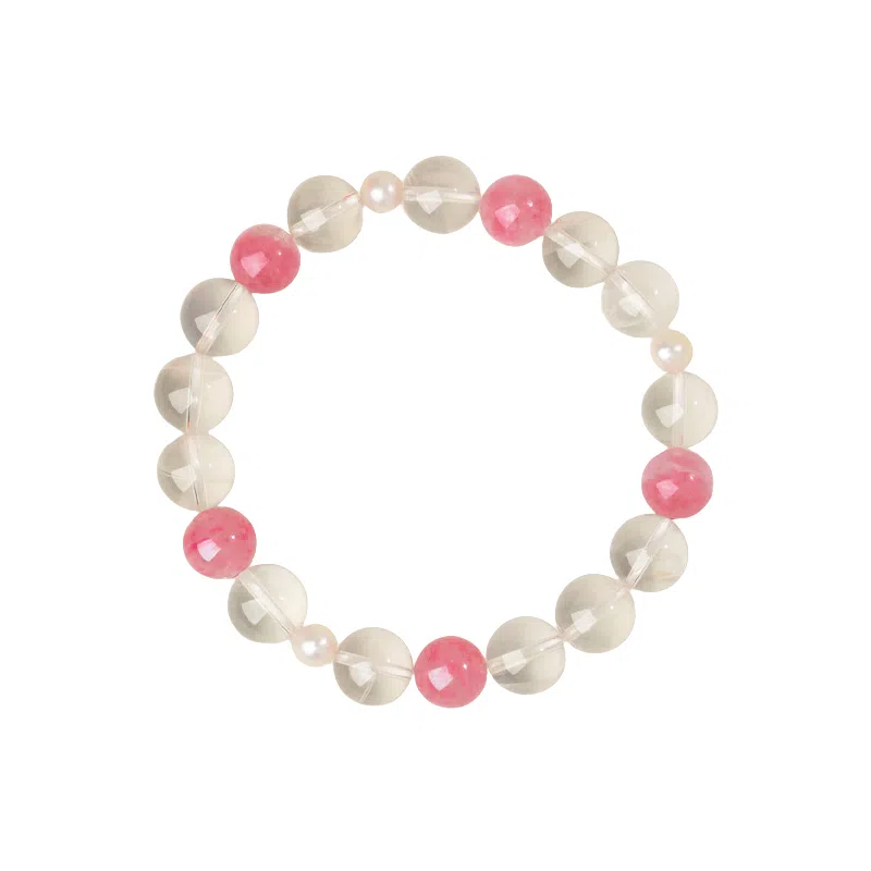 千叶珠宝 三合一能量开运 蔷薇水晶淡水珍珠手链手饰#好运天然 白水晶 手串 女友闺蜜礼物 女款