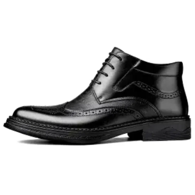 八哥 牛皮头层牛皮 英伦风 复古经典 加绒保暖 短靴 男款