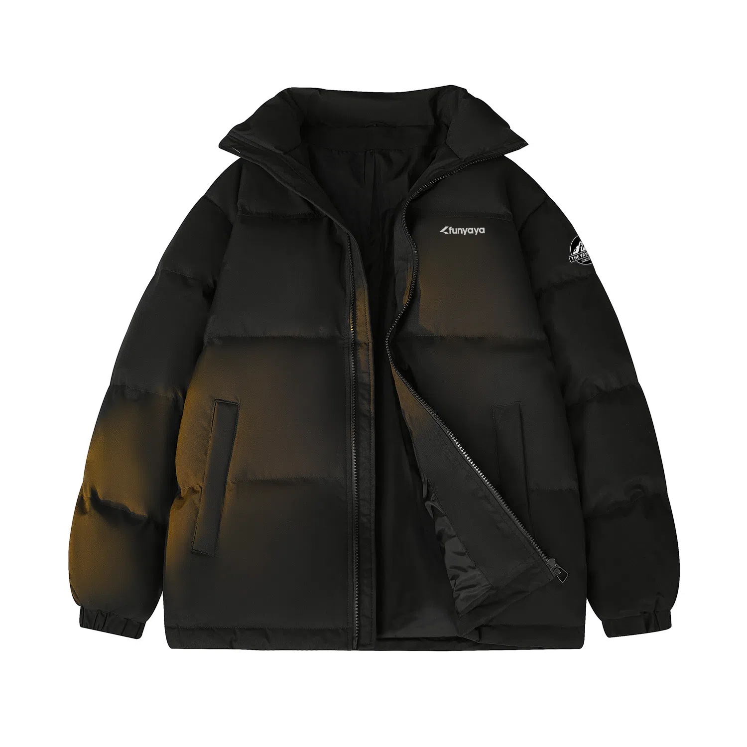 鸭鸭 基础款简约解构创意字母品牌厚板设计运动休闲山系潮流户外撞色防风防寒宽松百搭通勤无性别主义保暖立领棉衣羽绒服 男女同款