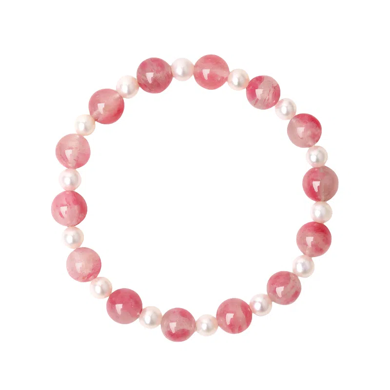 千叶珠宝 粉樱叠韵双色叠戴学生党职场开运首饰#好运天然 粉水晶 手串 桃花淡水珍珠手链轻奢小众高级感手饰 女友闺蜜礼物 女款
