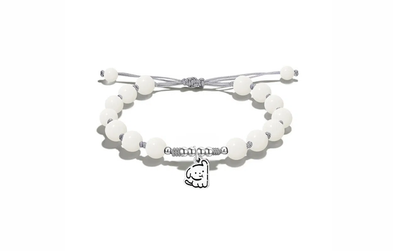 牧言 猫狗贴贴 甜蜜恋爱氛围感 小众设计高级感甜美精致时尚日常百搭可爱小猫小狗系列编绳可调节#好运 白玉菩提 手链 男女同款情侣款