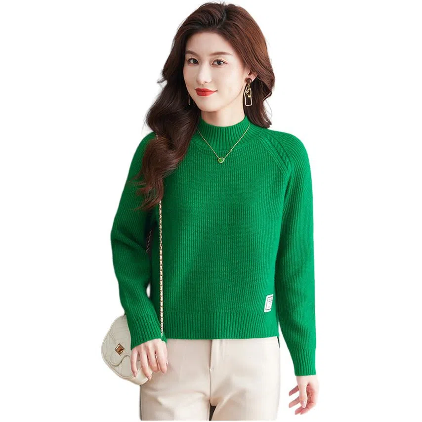 恒源祥 时尚简约休闲气质半高领纯色打底衫女长袖针织衫 女款