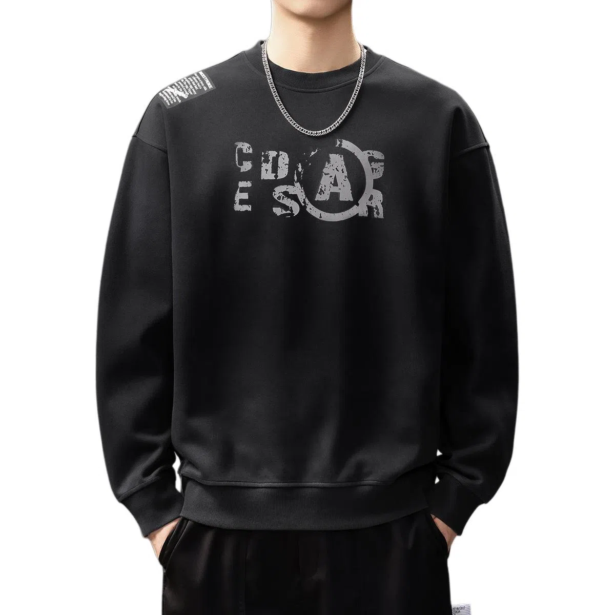 贵色 日系复古渐变水洗脏染创意设计圆领长袖运动学院风高街潮流痞帅休闲日常穿搭上衣卫衣 男女同款