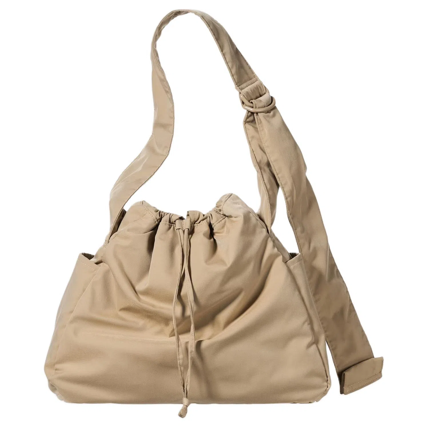 UNIQLO Adjustable Strap Drawstring Shoulder Bag Beige