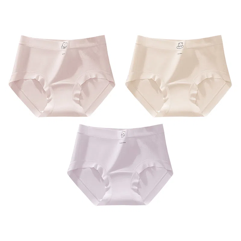 二三二三   可爱风纯色小熊大码少女内裤无痕舒适亲肤柔软透气吸汗裤简约甜美日常百搭短裤组合装三角内裤 女款