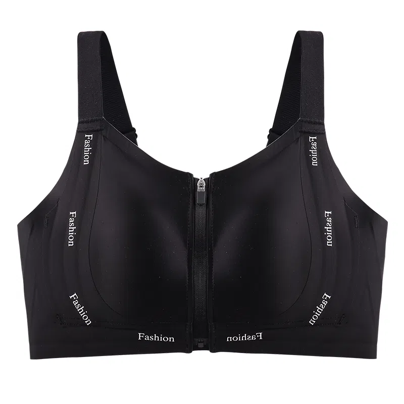 二三二三 粉底液无痕舒适内衣聚拢防下垂收副乳前拉链易穿脱呼吸感美背时尚百搭日常无钢圈可调节肩带文胸 女款