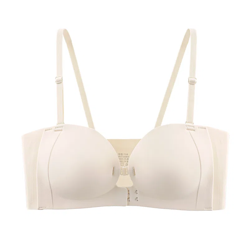 二三二三 无痕舒适前扣抹胸粉底液内衣聚拢防滑防下垂亲肤柔软收副乳呼吸感美背时尚百搭无钢圈可调节肩带文胸 女款