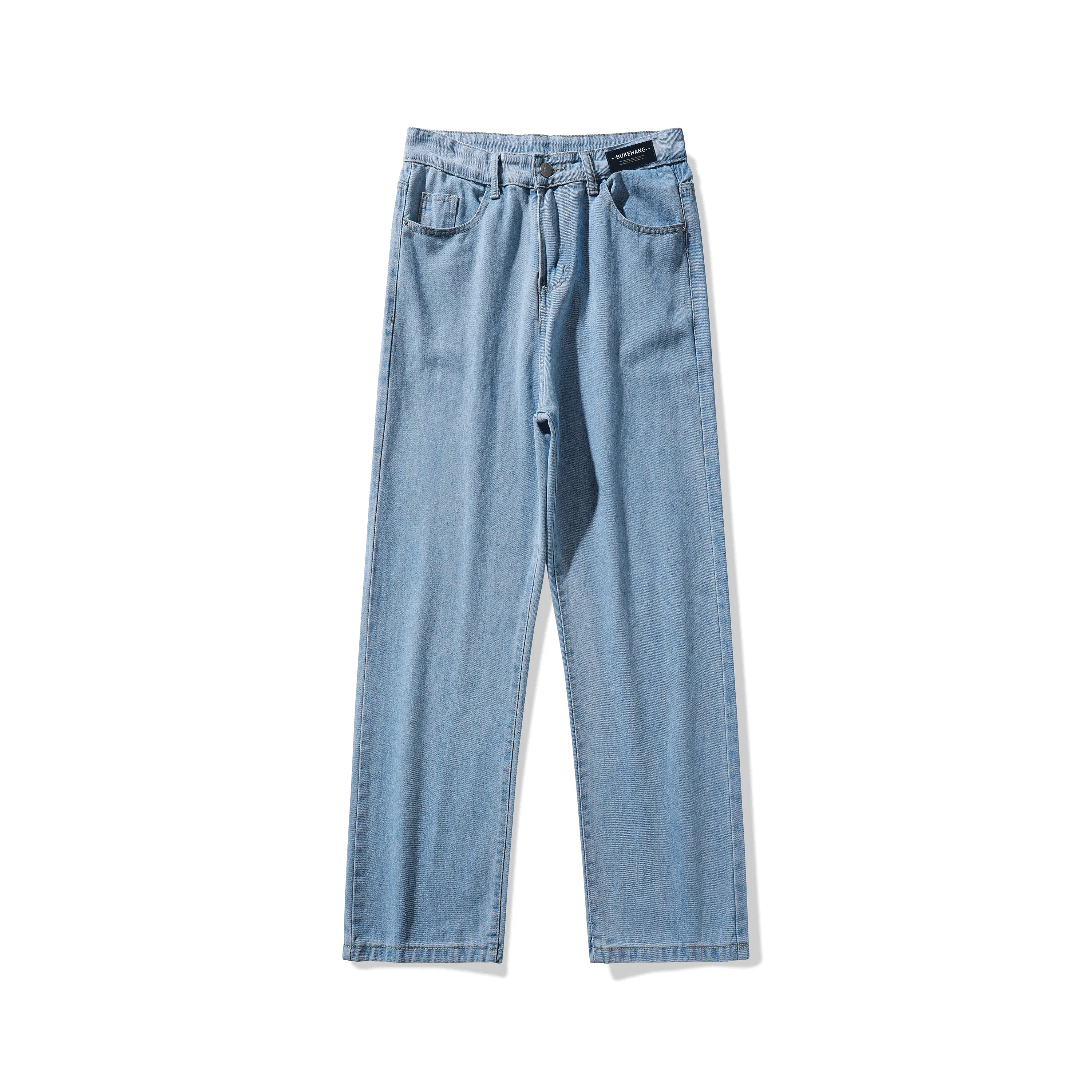 【小个子显高显瘦】布客行 美式复古基础款直筒长裤子水洗做旧小众百搭款港风高街通勤款学院风牛仔裤 男女同款