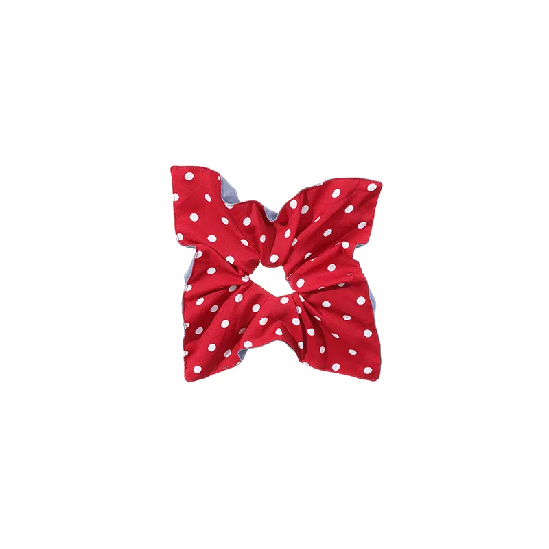 水中玉 牛仔蓝波点褶皱大肠发圈头花超仙双面肥肠圈丸子头扎发发绳 布艺 头绳 女款