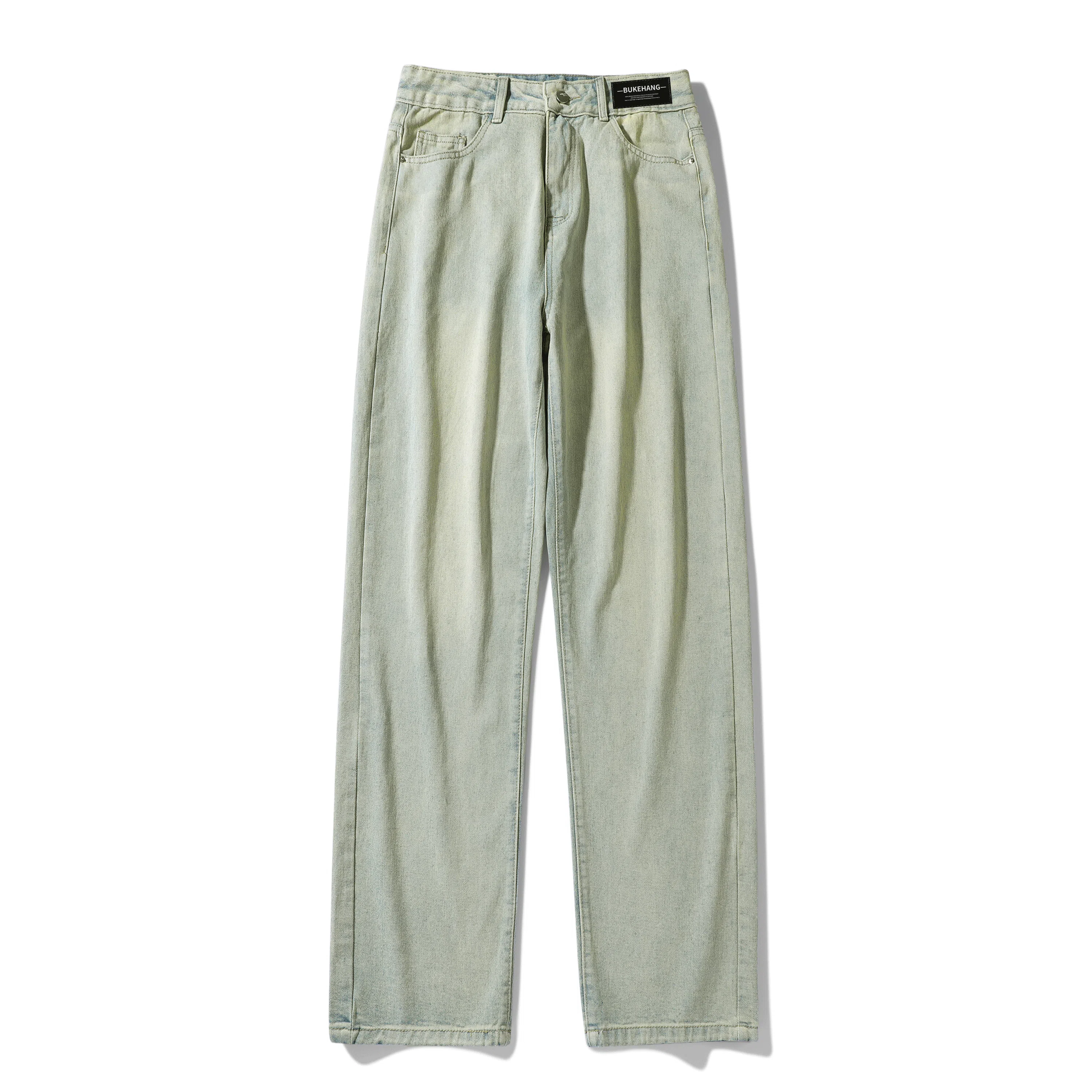 【显高显瘦直筒】布客行 美式复古基础款渐变色水洗做旧设计感长裤子港风大码高街潮牌亲肤舒适痞帅通勤学院风牛仔裤 男女同款