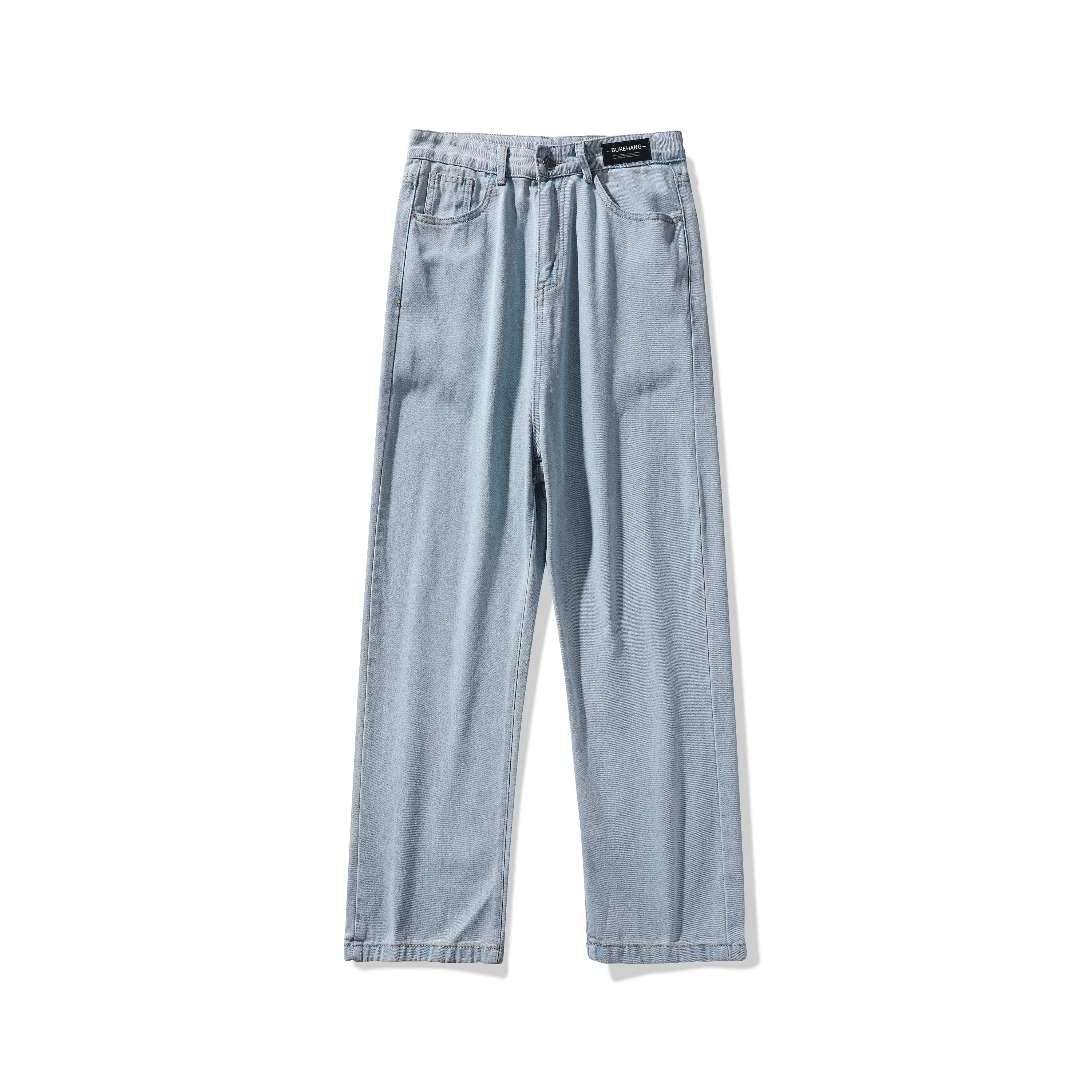 【小个子显高显瘦】布客行 美式复古基础款直筒长裤子水洗做旧小众百搭款港风高街通勤款学院风牛仔裤 男女同款