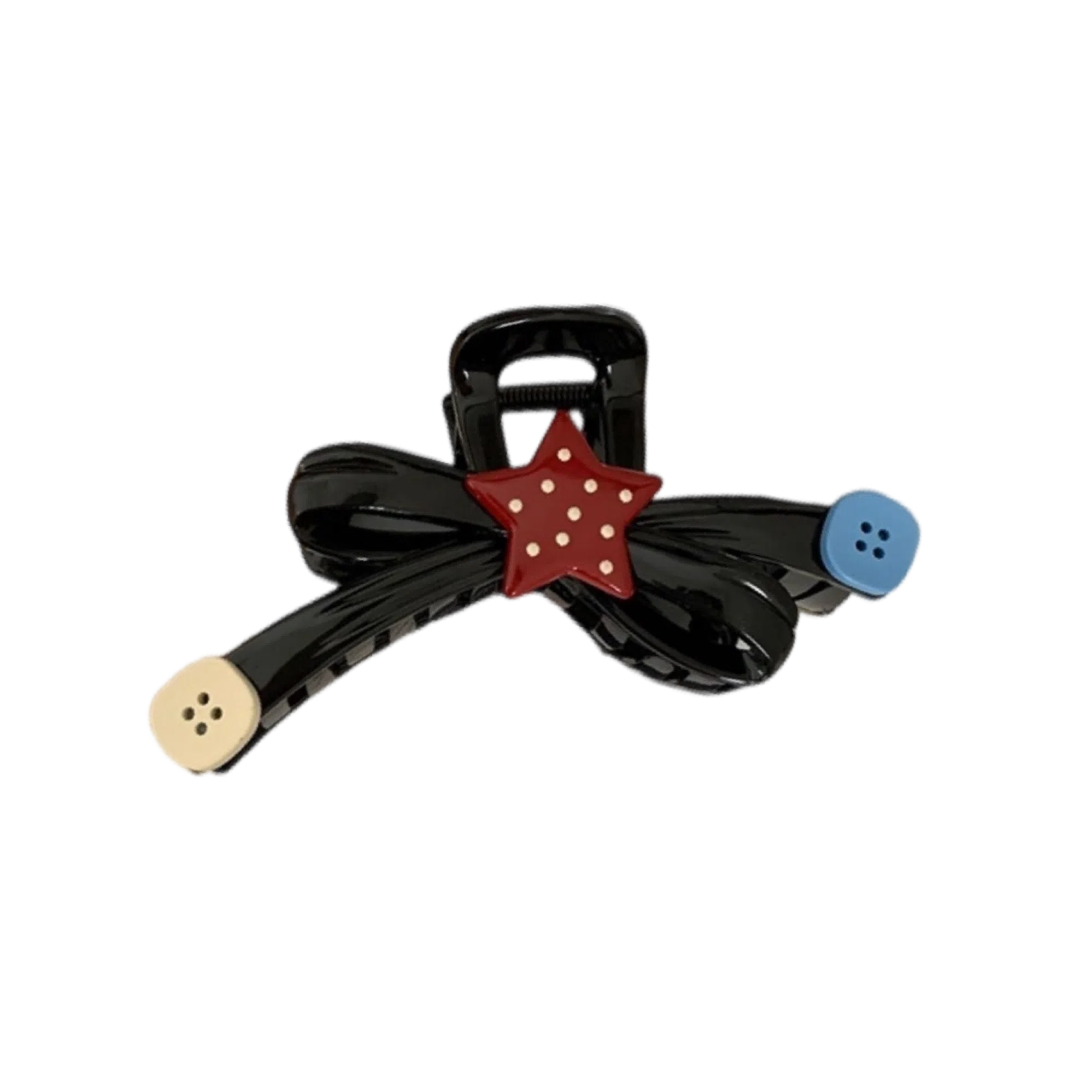 希铃 趣味撞色波点星星纽扣大号蝴蝶结抓夹#好运 亚克力 发夹 女款