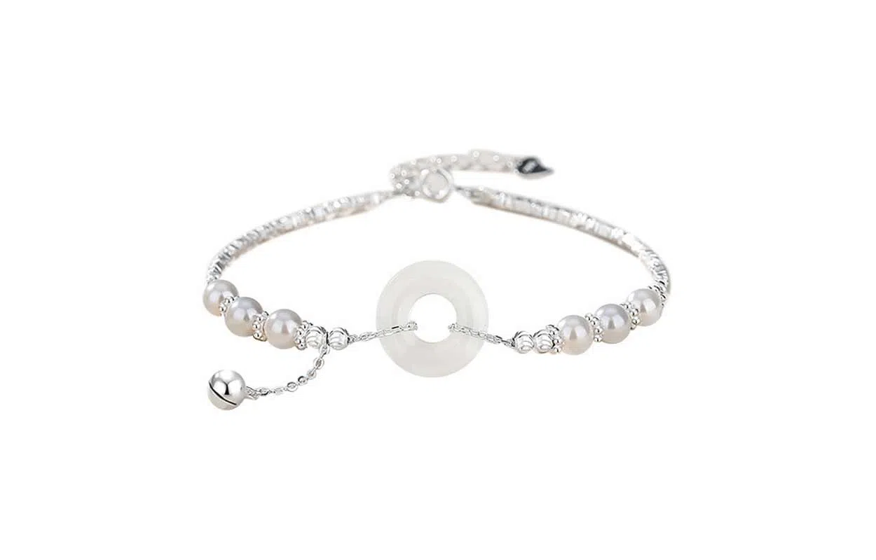 百利金 碎银几两平安扣 国潮复古新中式平安纳福吉祥如意简约精致经典百搭小众设计可调节转运珠手饰#好运 玉髓 手链 男女同款情侣款