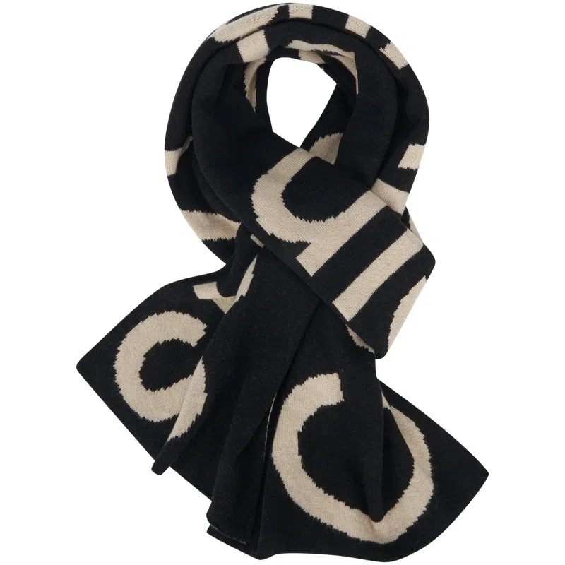 Calvin Klein Jacquard Wool Scarf Black
