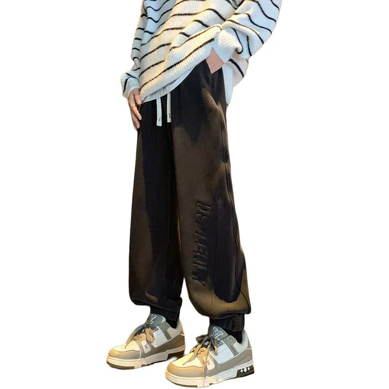 顶峰保罗 美式潮牌字母宽松运动加绒裤子无性别主义高级感秋季穿搭显高显瘦潮流百搭休闲裤 男女同款