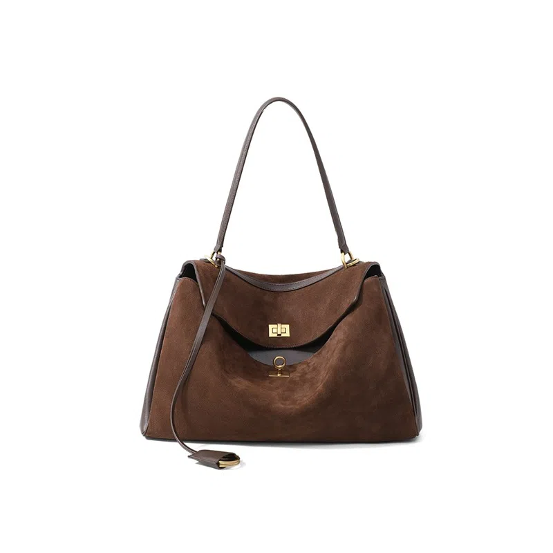 OUBOTE Classic Leather Shoulder Bag Coffee